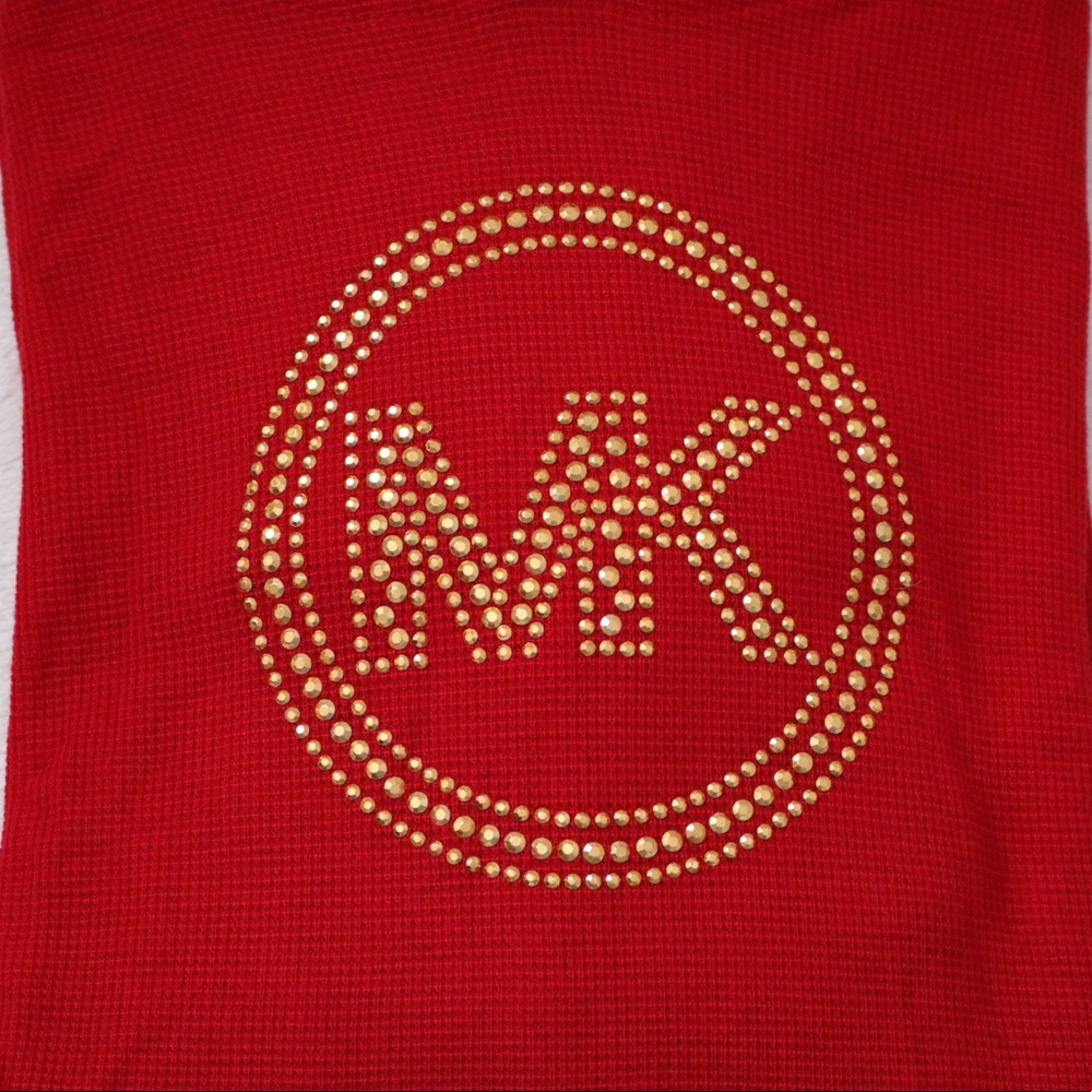 Michael Kors Hooded Long Sleeve Studded Logo Top - Picture 4 of 5